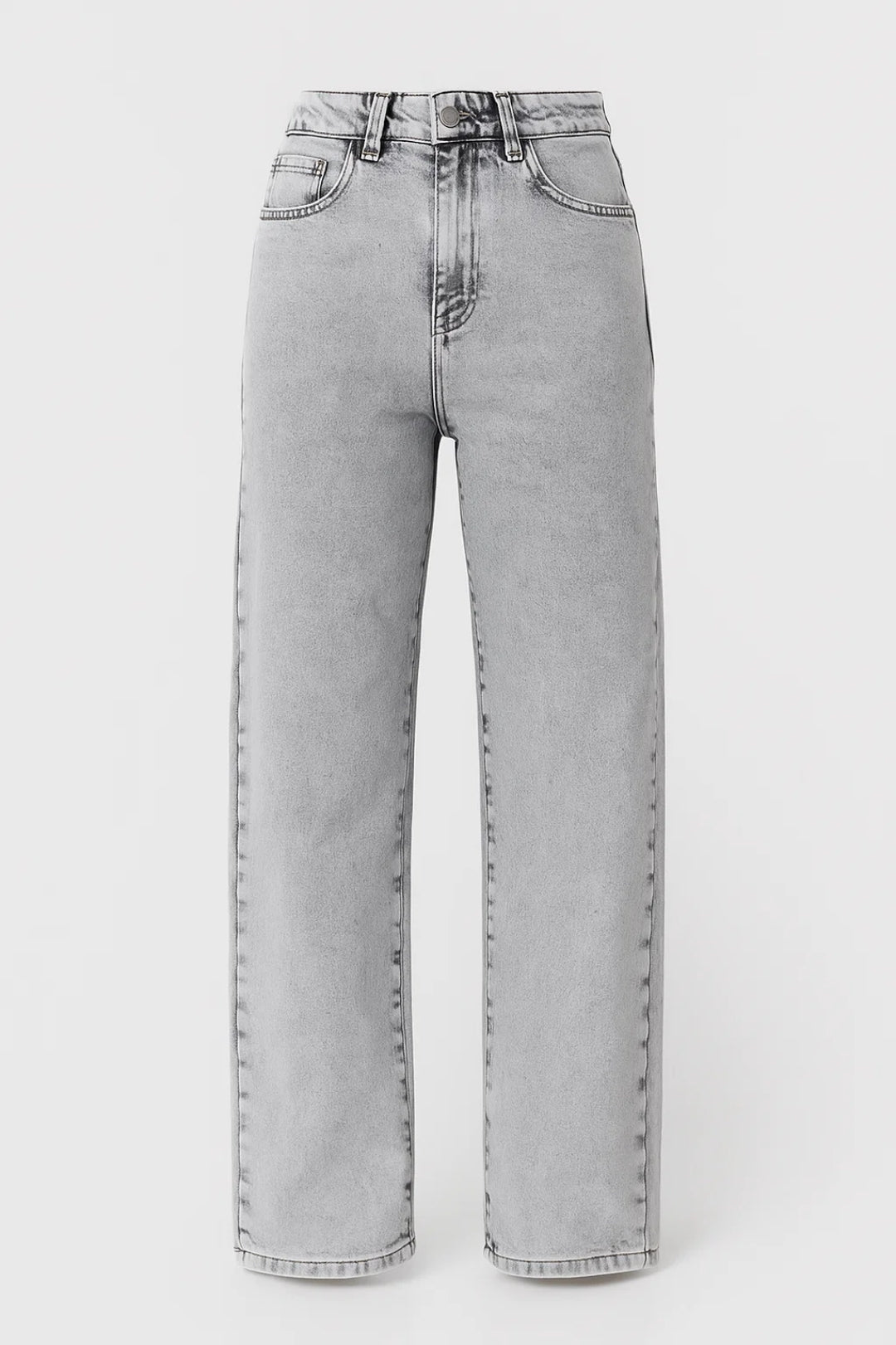 Jeans med hög midja för kvinnor | Jeans med vida ben och rak skärning | Lätt och andningsbar