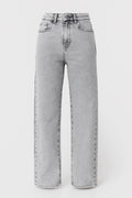 Jeans med hög midja för kvinnor | Jeans med vida ben och rak skärning | Lätt och andningsbar
