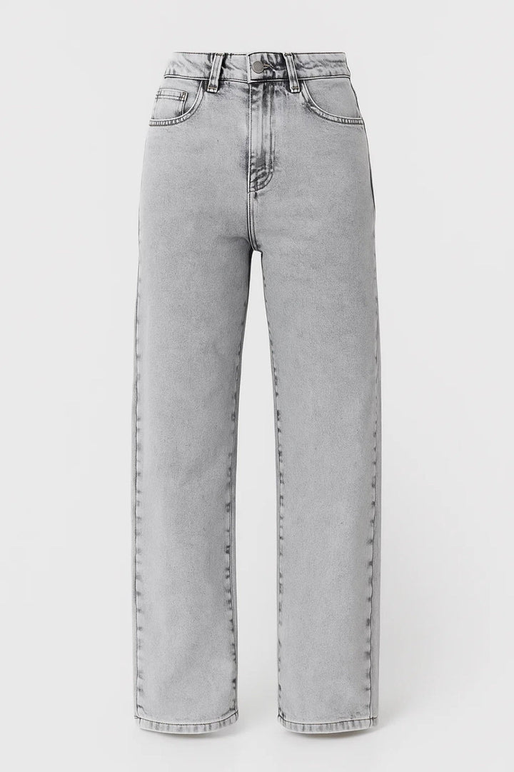 Jeans med hög midja för kvinnor | Jeans med vida ben och rak skärning | Lätt och andningsbar