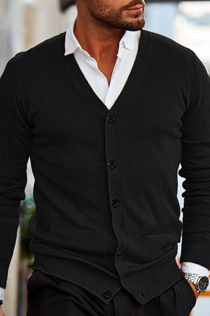 Julien - Herr Cardigan Casual Smart för Hösten i Knappad Stickning