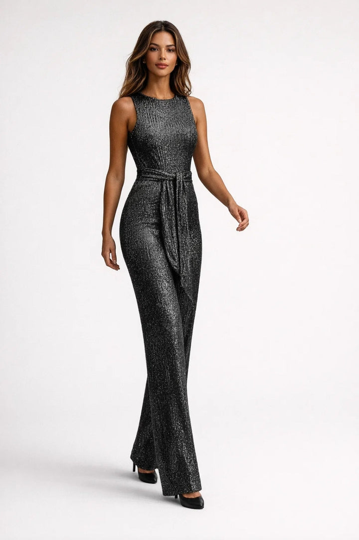 Jumpsuit för kvinnor | Byxor med vida ben &amp; chic outfit | Bälte med knytband för vintern