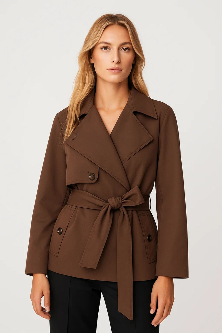 Kort damjacka | Överdragmodell med bälte | Tidlös höststil