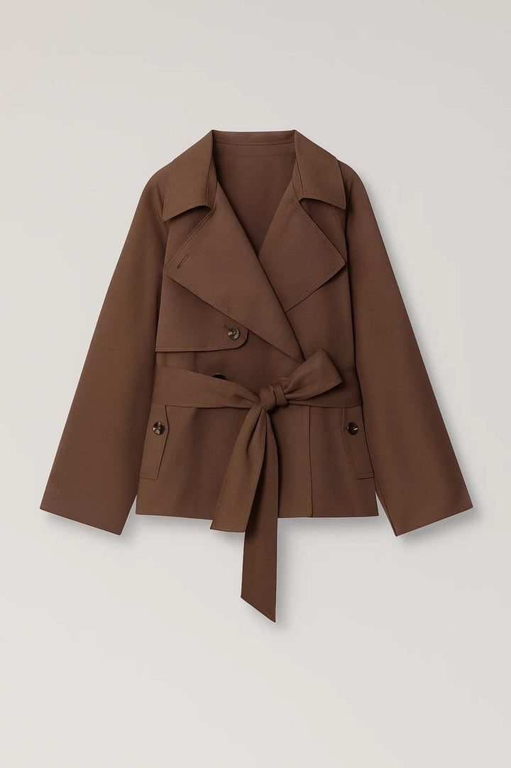 Kort damjacka | Överdragmodell med bälte | Tidlös höststil