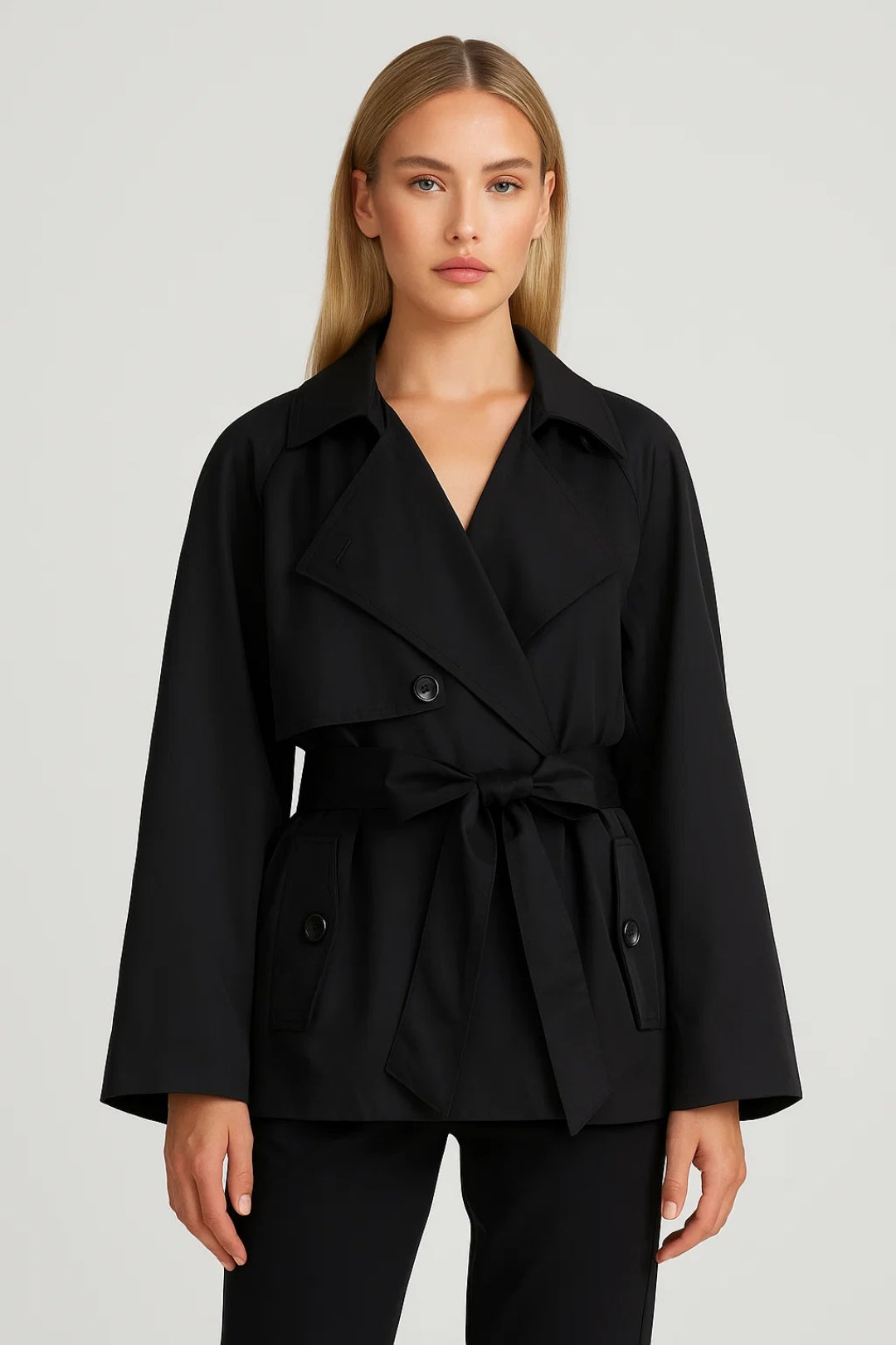 Kort damjacka | Överdragmodell med bälte | Tidlös höststil