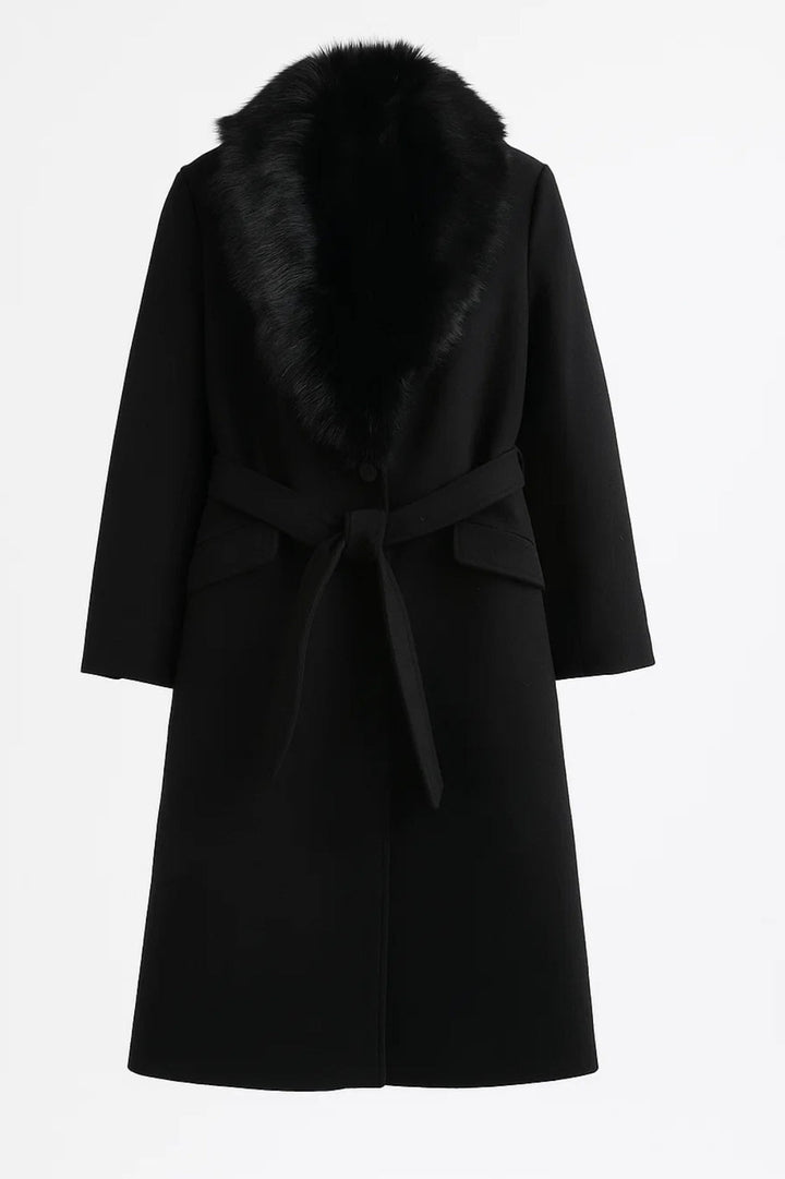 Lång damkappa | Klassisk stil med rosettbälte | Varm elegans