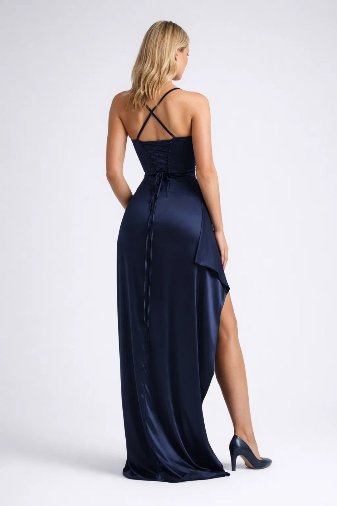 Lång klänning för damer | Elegant outfit | Snörning i ryggen för sommaren
