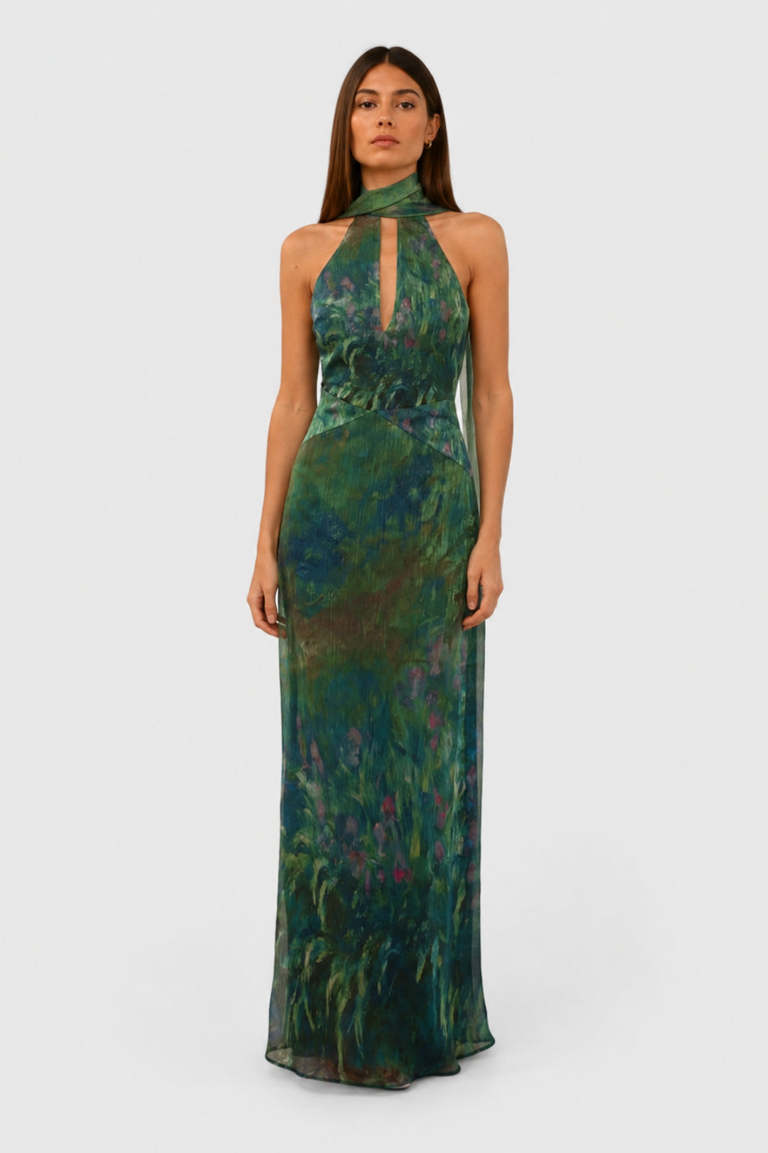 Maisie - Monet Iris Print Maxi Klänning
