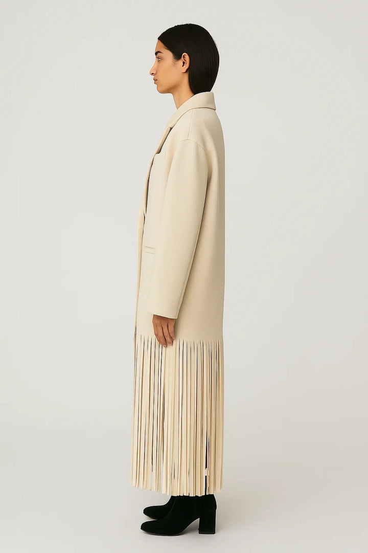 Damkappa | lång, rak med fransar | elegant och modern för vintern