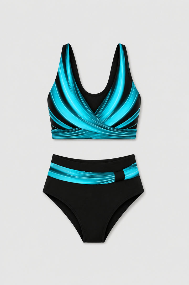 Margaux – Dambikini, elegant badkläder med hög midja och topp, färgblock