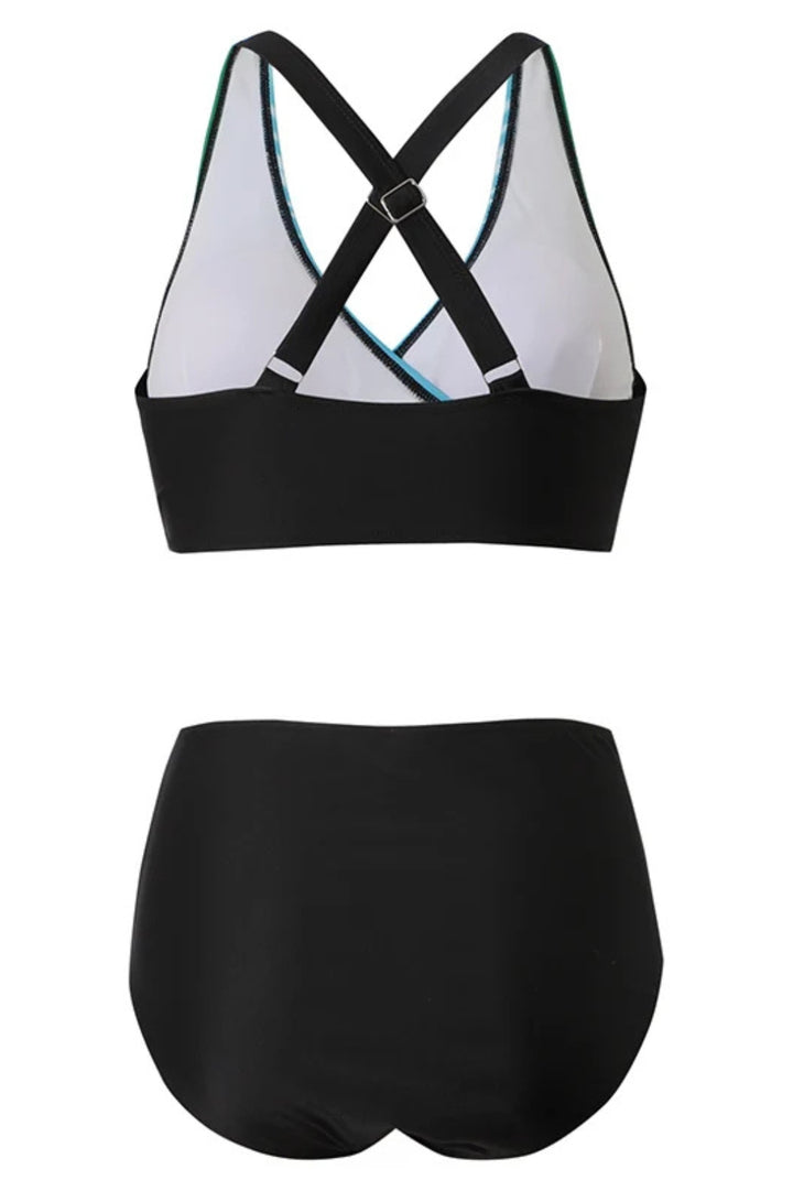 Margaux – Dambikini, elegant badkläder med hög midja och topp, färgblock
