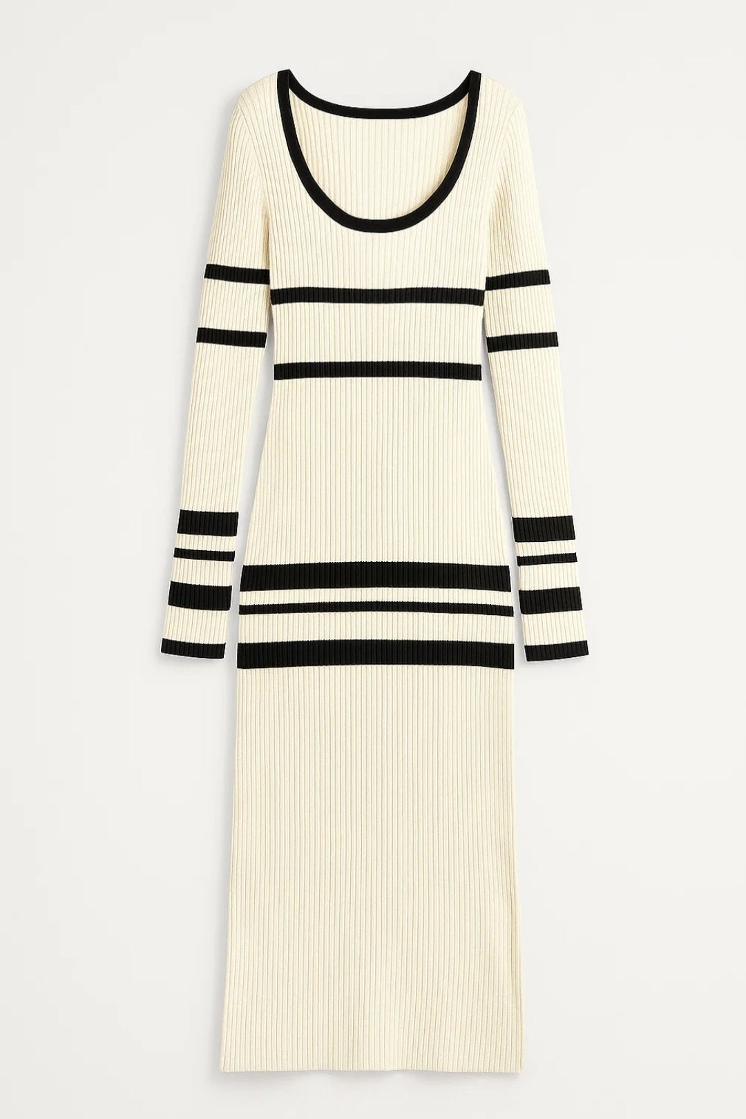 Maxiklänning för dam – ribbade ränder | Elegant, figurnära