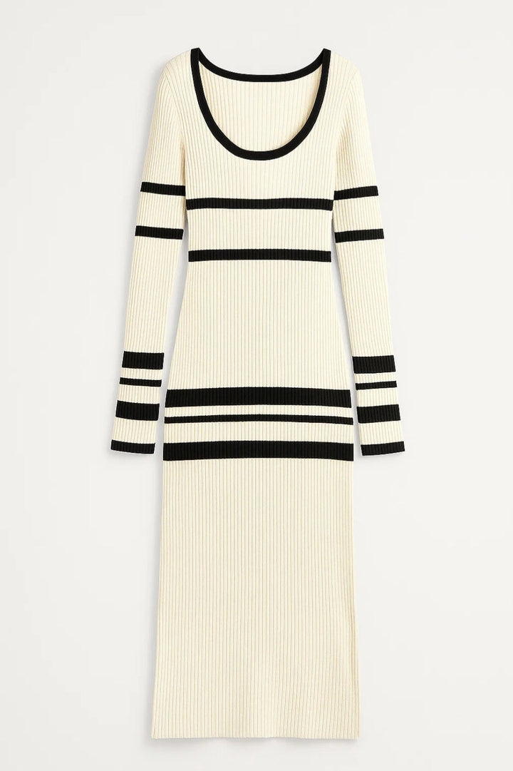Maxiklänning för dam – ribbade ränder | Elegant, figurnära