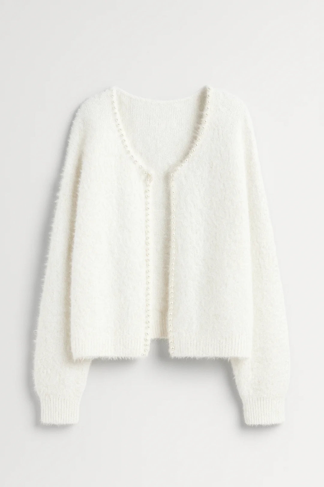 Mjuk cardigan | Öppen modell med pärldetalj | Elegant och bekväm