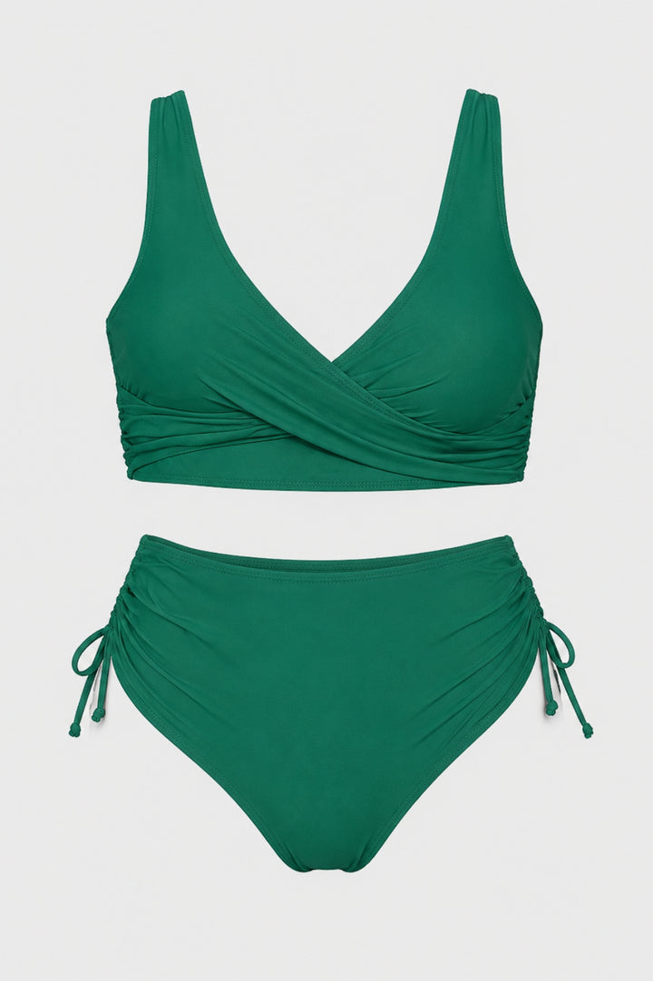 Noémie - Elegant Bikinikvinna Hög Midja med Korsad Top och Sidoband