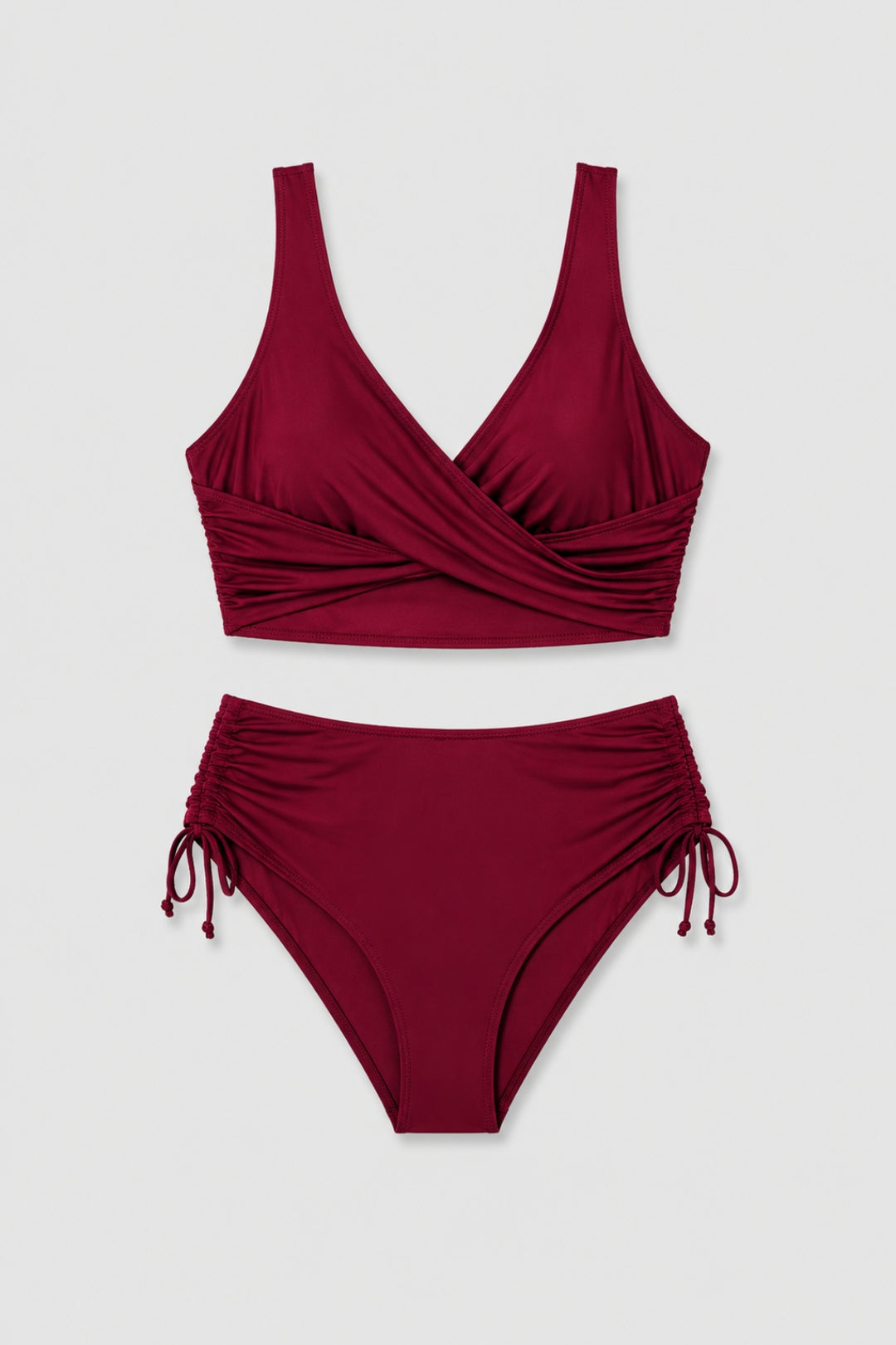 Noémie - Elegant Bikinikvinna Hög Midja med Korsad Top och Sidoband