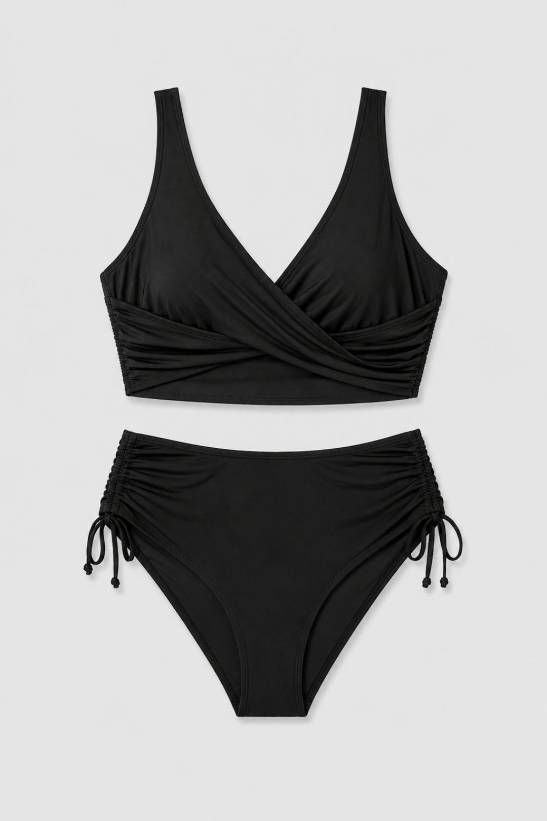 Noémie - Elegant Bikinikvinna Hög Midja med Korsad Top och Sidoband