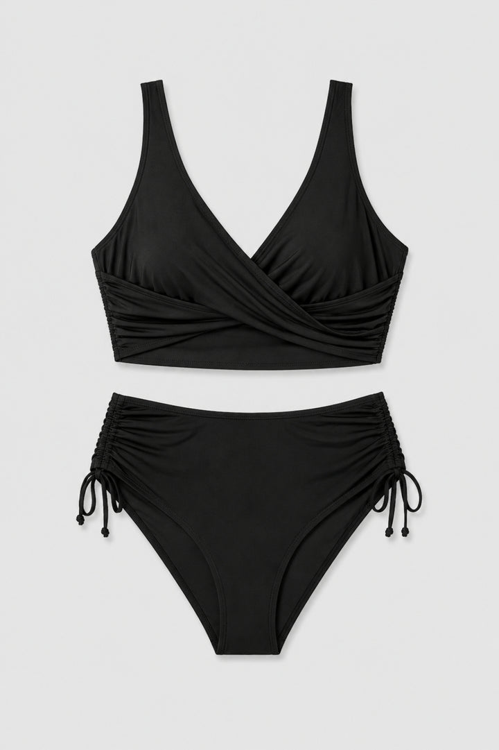 Noémie - Elegant Bikinikvinna Hög Midja med Korsad Top och Sidoband