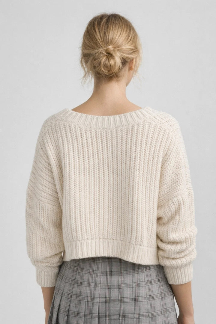 Överdimensionerad Cardigan med Knäppning och Ballongärmar för Våren