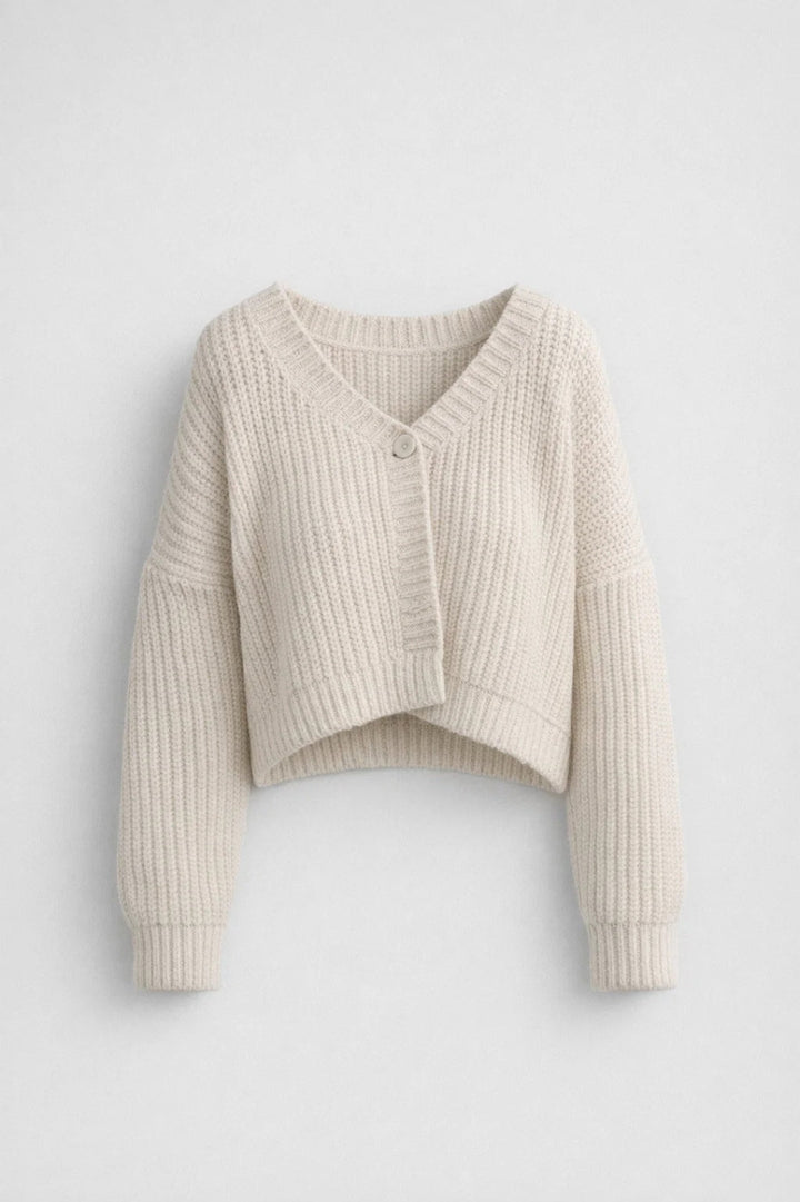 Överdimensionerad Cardigan med Knäppning och Ballongärmar för Våren