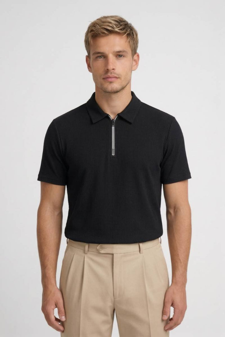 Polo Herr - Demi-Zip Ribbad | Avslappnad Affär