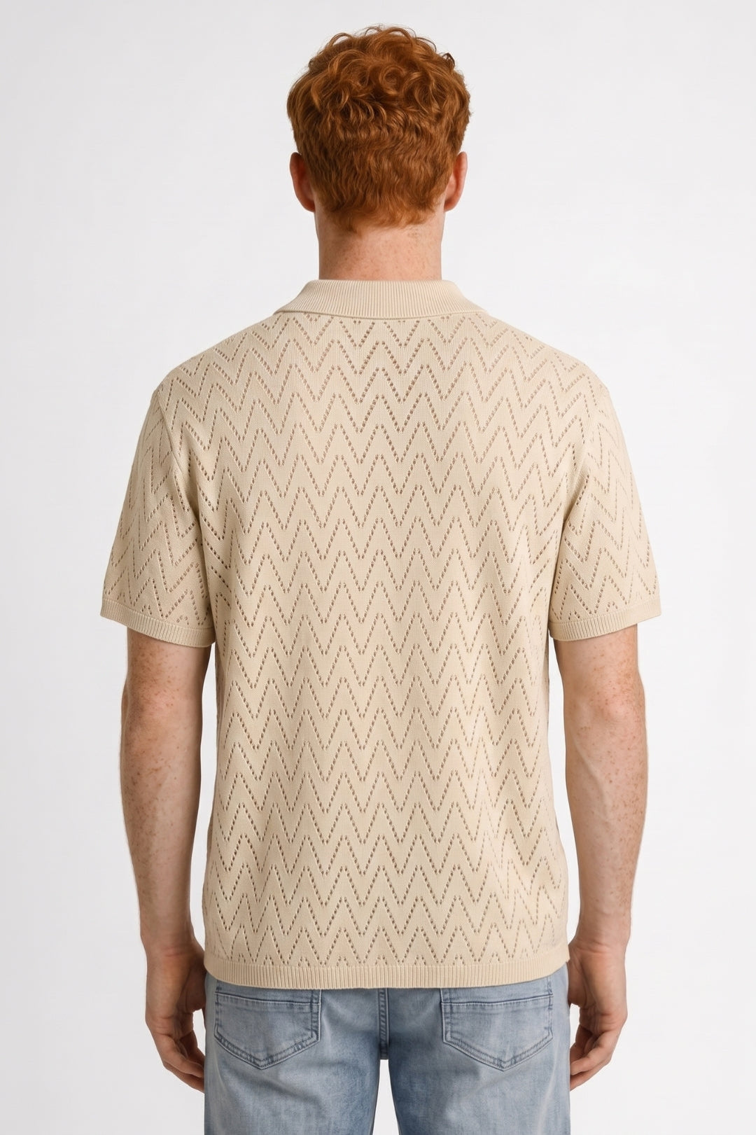 Polo Herr - Genombruten Mönster Geometrisk Klassisk Krage | Chic