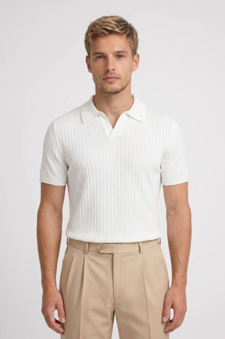 Polo Herr - Ribbad med Klassisk Krage | Elegant