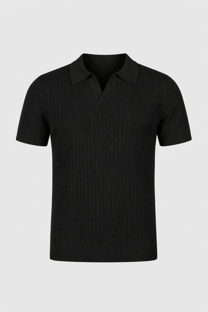 Polo Herr - Ribbad med Klassisk Krage | Elegant