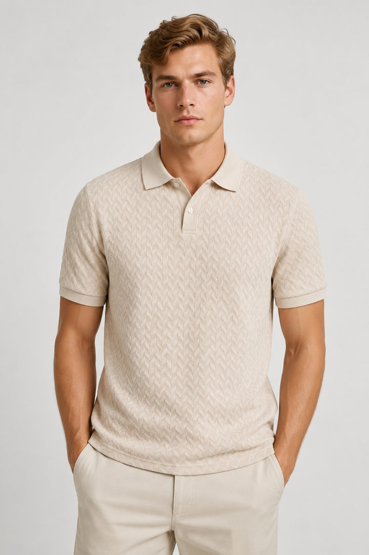Polo Herr - Texturerat Chevronmönster Kortärmad | Raffinerad