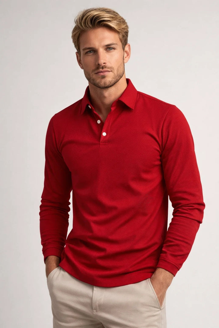Polo Herrar - Långärmad Klassisk Krage Knappar | Chic Casual