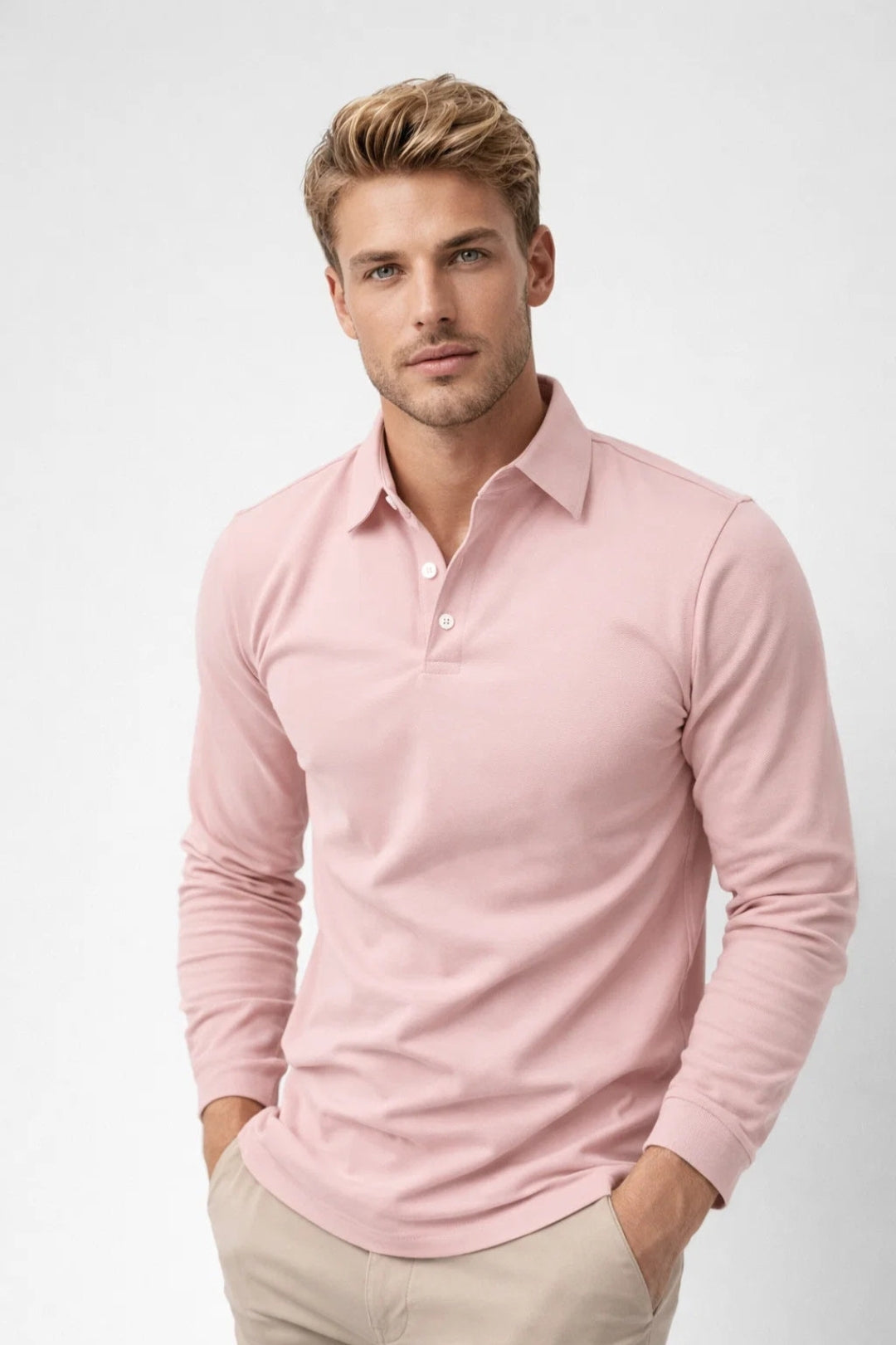 Polo Herrar - Långärmad Klassisk Krage Knappar | Chic Casual