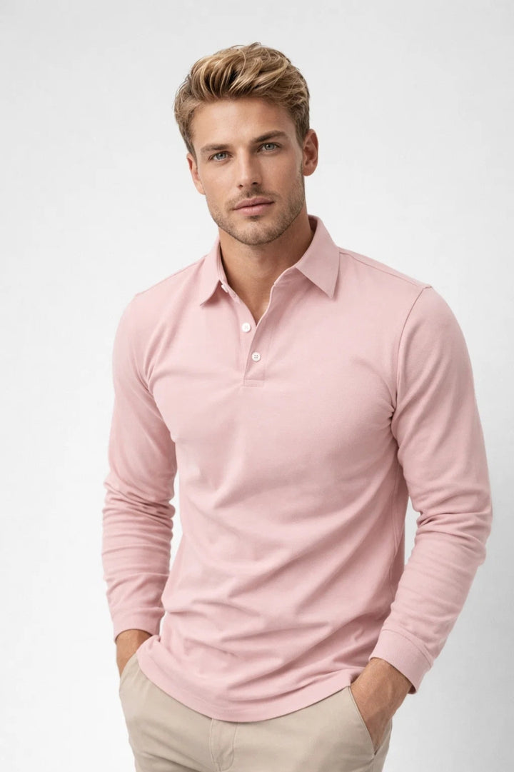 Polo Herrar - Långärmad Klassisk Krage Knappar | Chic Casual