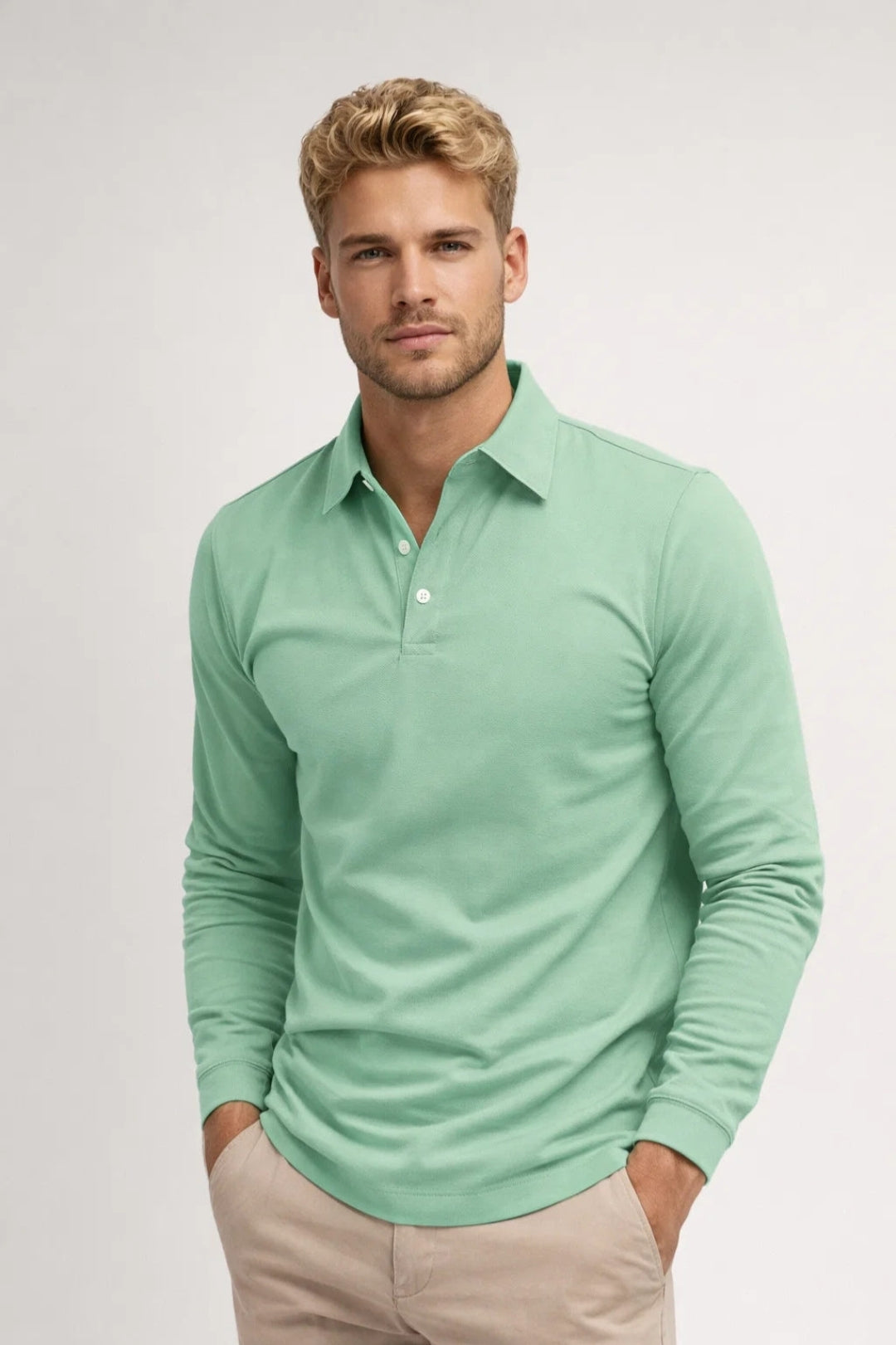 Polo Herrar - Långärmad Klassisk Krage Knappar | Chic Casual