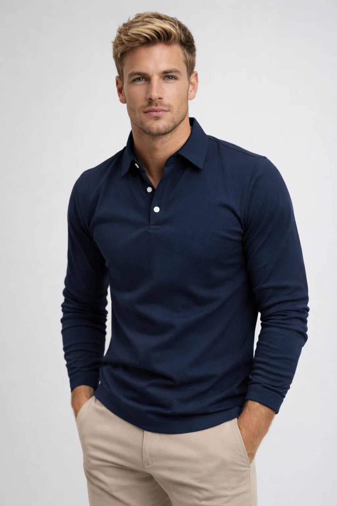 Polo Herrar - Långärmad Klassisk Krage Knappar | Chic Casual