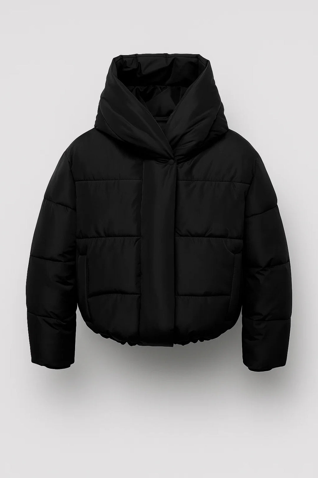 Quiltad damjacka | Kort pufferjacka med bred huva | Varm stadsstil