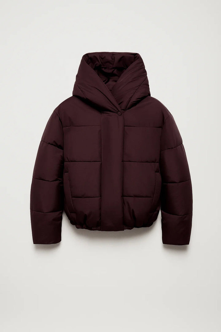 Quiltad damjacka | Kort pufferjacka med bred huva | Varm stadsstil