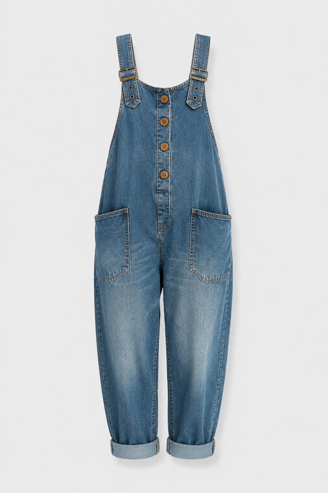 Saylor | Vintage Soft Denim-Look Overall med Justerbara Remmar