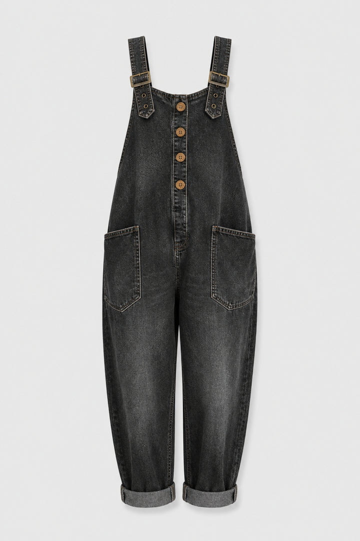 Saylor | Vintage Soft Denim-Look Overall med Justerbara Remmar