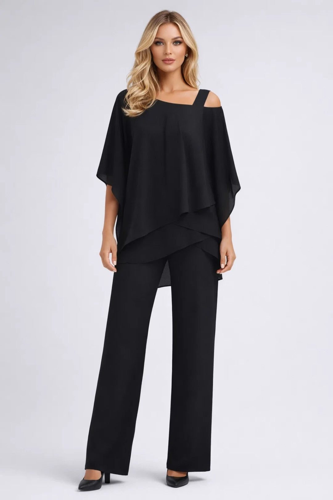 Set för kvinnor | Elegant outfit | Asymmetrisk axel för sommaren