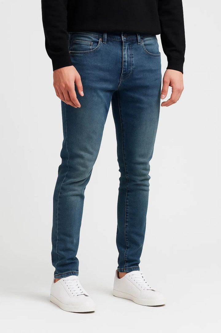 Slim Fit Mid-rise Jeans med fem fickor för män