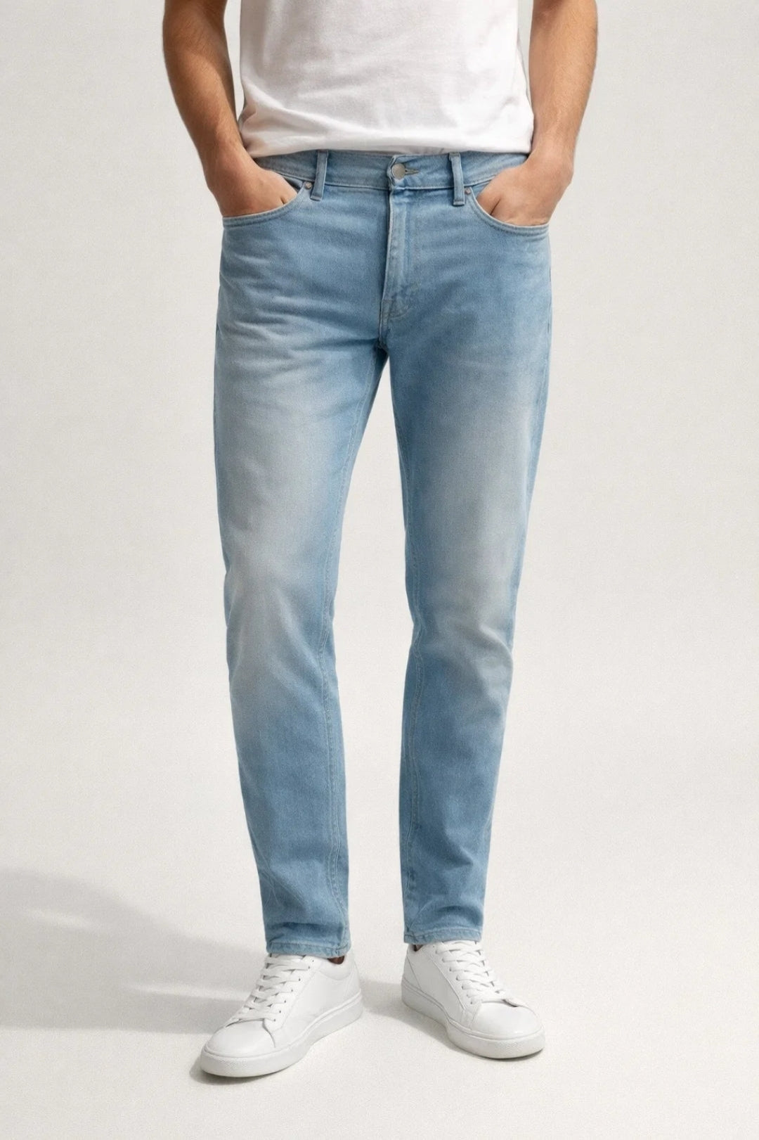 Slim Fit Mid-rise Jeans med fem fickor för män