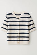 Sommar Cardigan med Korta Ärmar | Texturerad Stickning och Knappdetaljer