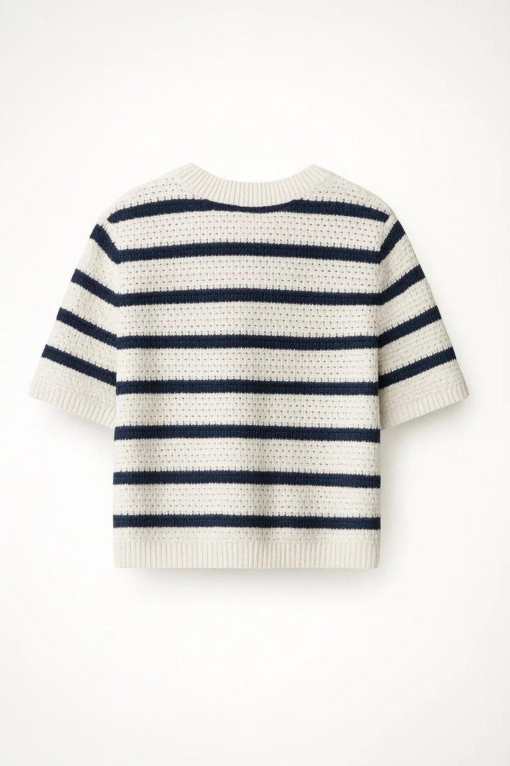 Sommar Cardigan med Korta Ärmar | Texturerad Stickning och Knappdetaljer