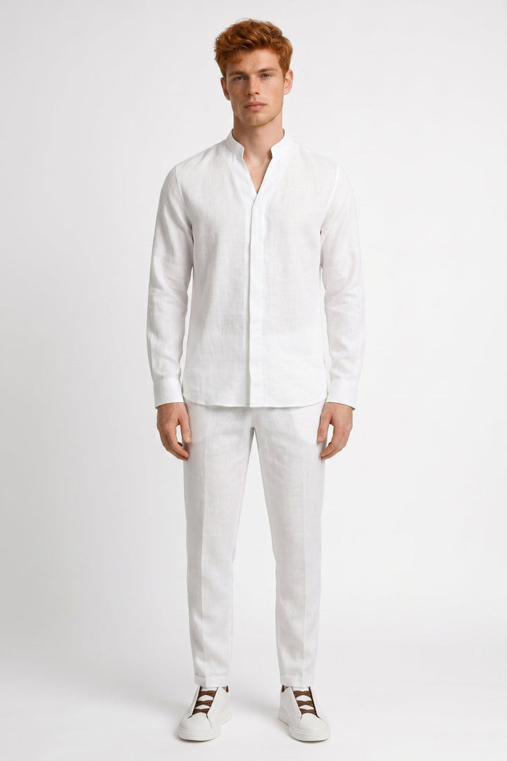 Sommarset för män - Mao skjorta med krage och byxor | Casual Chic