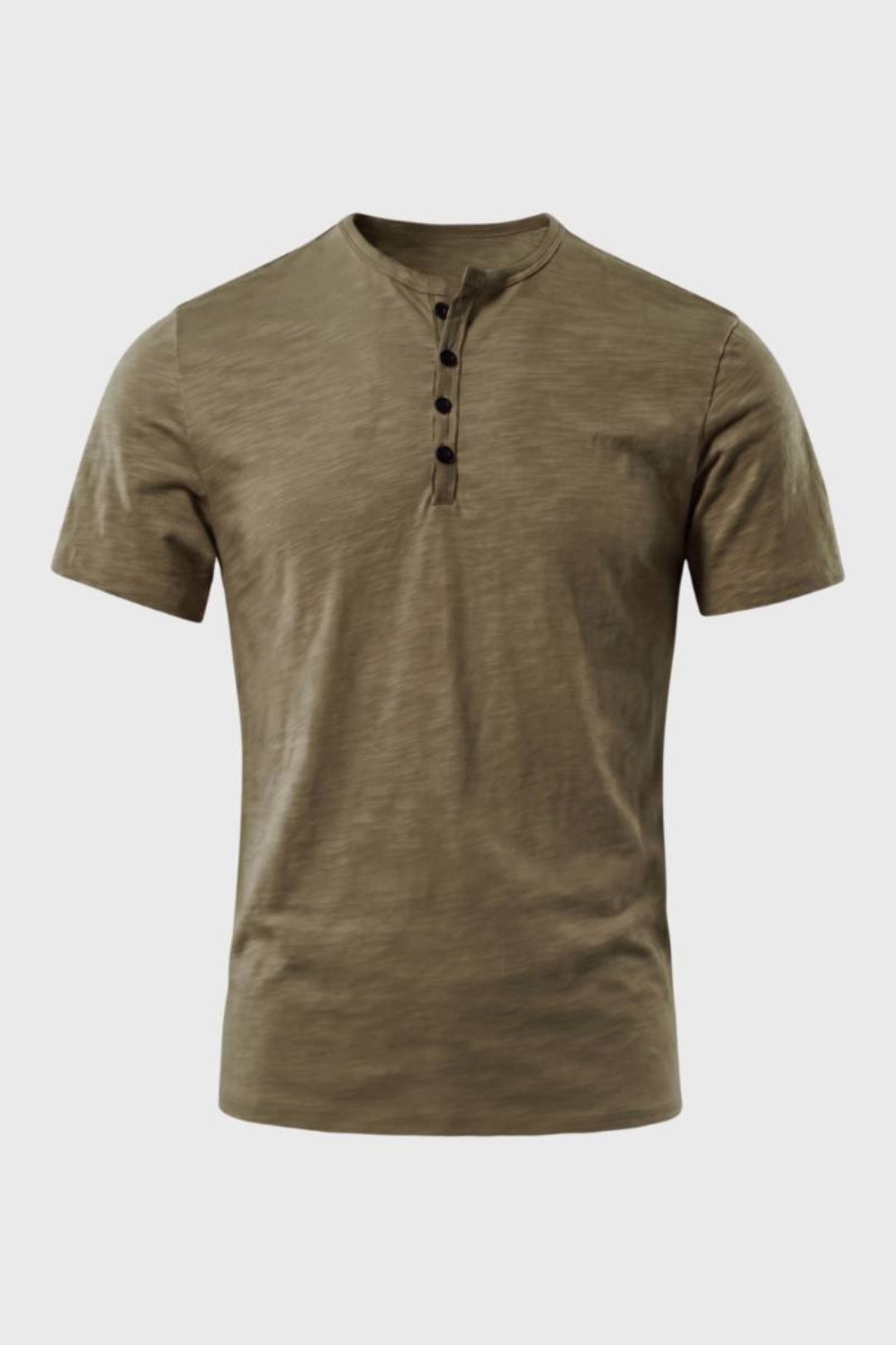 T-shirt för herrar - Rund hals med knappar, Henley Style | Casual