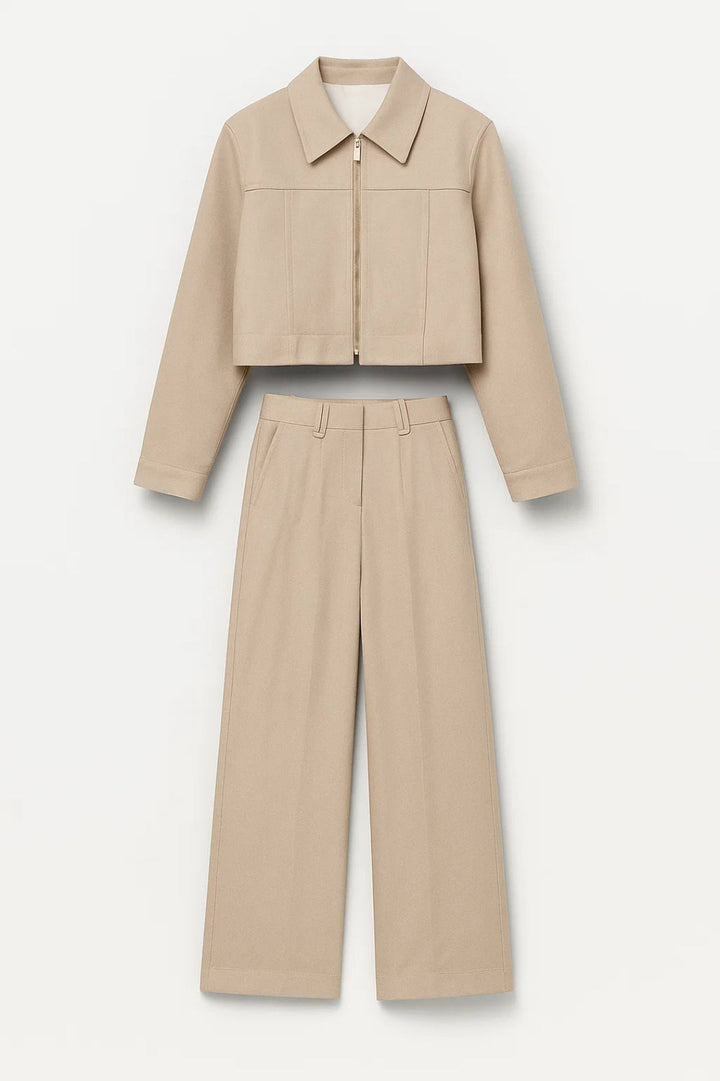 Tvådelat set med jacka med dragkedja | Minimalistisk look | Komfort och stil