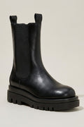 Ankelboots | Grov sula | Svart konstläder