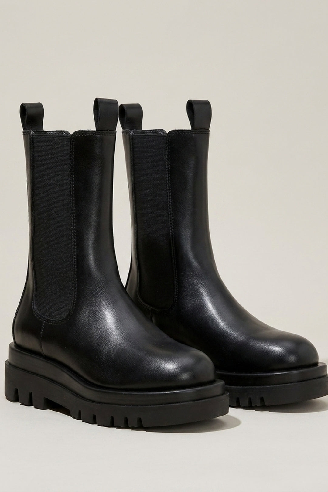 Ankelboots | Grov sula | Svart konstläder