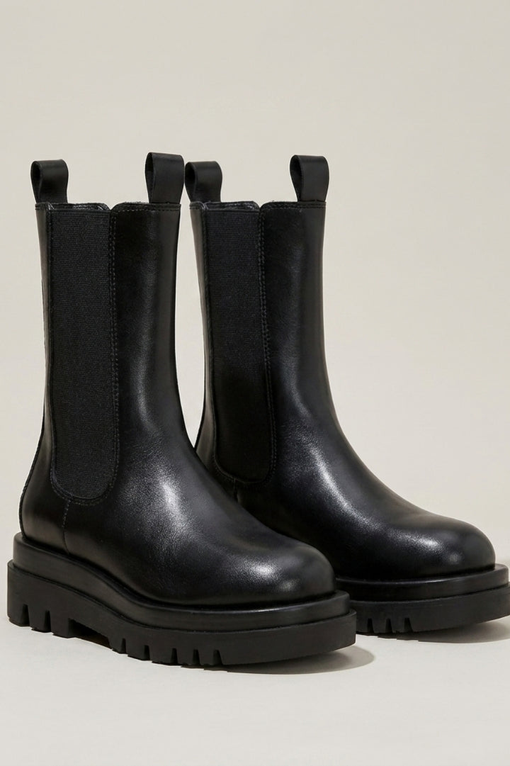 Ankelboots | Grov sula | Svart konstläder