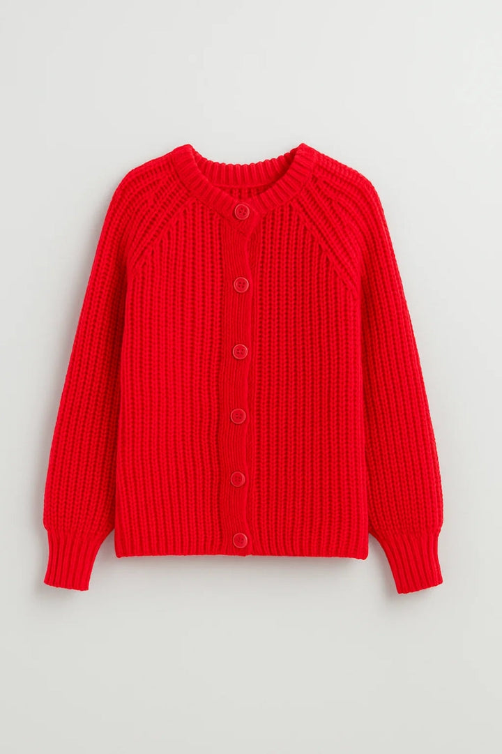 Vintercardigan för Damer | Tjock Stickning | Rakt Knäppt Design