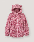 Fuskpälsjacka dam med leopardmönster | Oversize med huva | Rosa